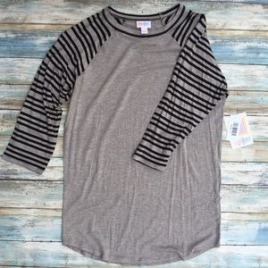 LuLaRoe Randy, grey w/ black stripes, size Small